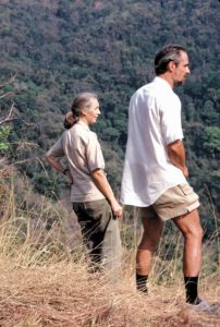 Jane Goodall and Géza Telecki on the Peak at Gombe, taken in 1988. (Photo used with permission of Géza Telecki and Dale Peterson.)